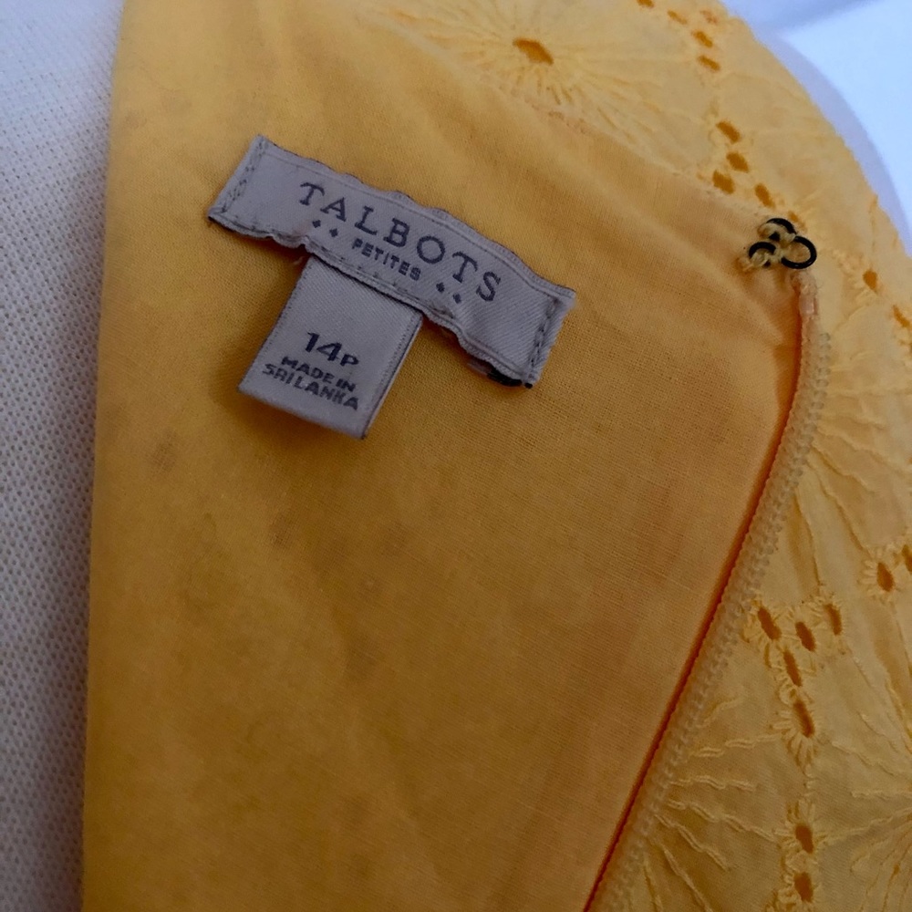 Fun Yellow Spring/Summer Dress - Talbots 14p - Lined with Embroidery Detail - Picture 6 of 8